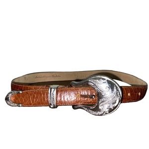 Ellen Tracy Linda Allard Belt Womens Brown Italian Alligator Calfskin Size M